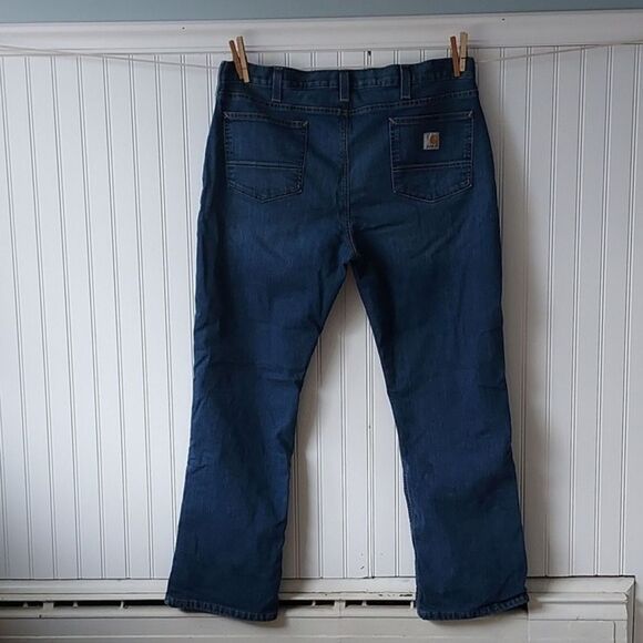 Carharrt‎ Men's Rugged Flex Relaxed Straight Knit Lined 40 X 32 Denim Blue Jeans - Picture 3 of 12